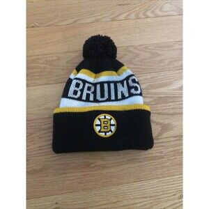 Boston Bruins Hat Beanie Adult Black Yellow NHL Hockey Pom Cuff Knit Winter